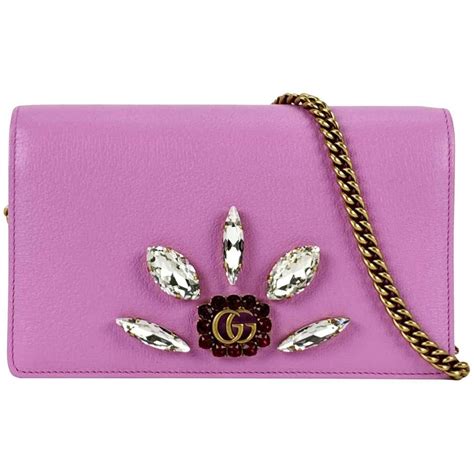 Gucci Pink Leather Swing Wallet On Chain (WOC) 